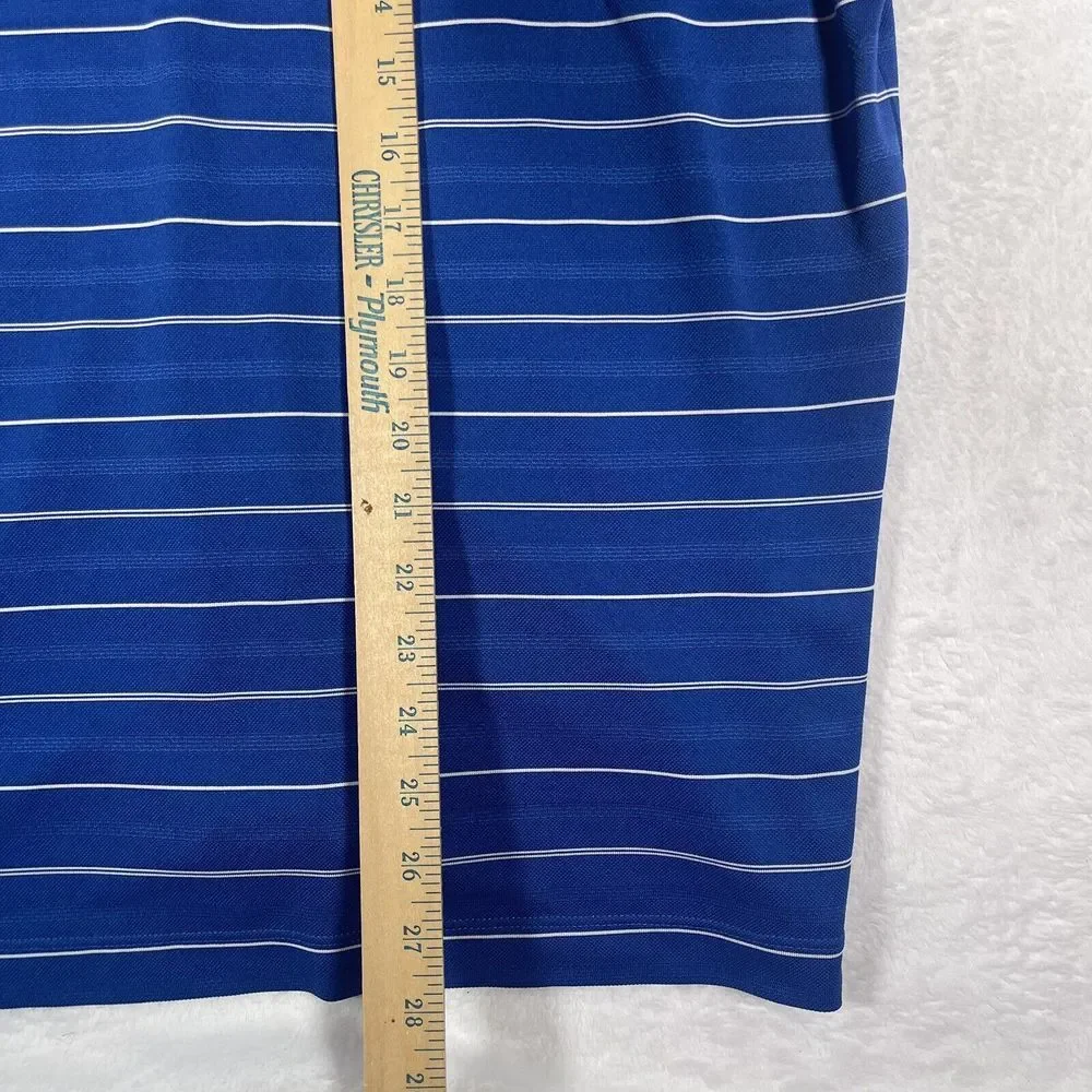 Nike Golf Men's Medium‎ Dri-Fit Tour Performance Blue with White Stripes Polo